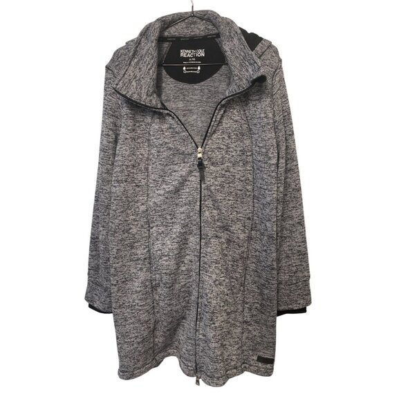 Womens Kenneth Cole Reaction Marled Gray Longl Zip-Up Hoodie XL Comfort Warm Uti - Picture 1 of 7